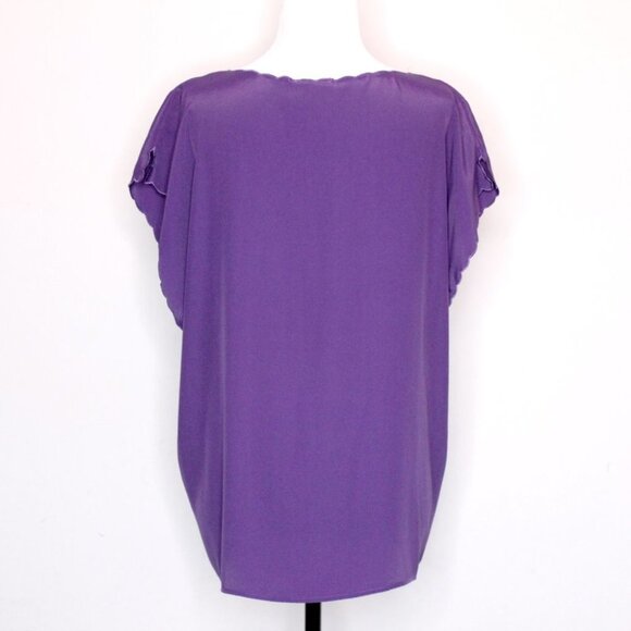 90s Vintage  Button Down Purple Blouse With Lace Collar by Elite International - Picture 7 of 8